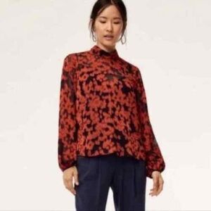 Red and Black Floral Blouse